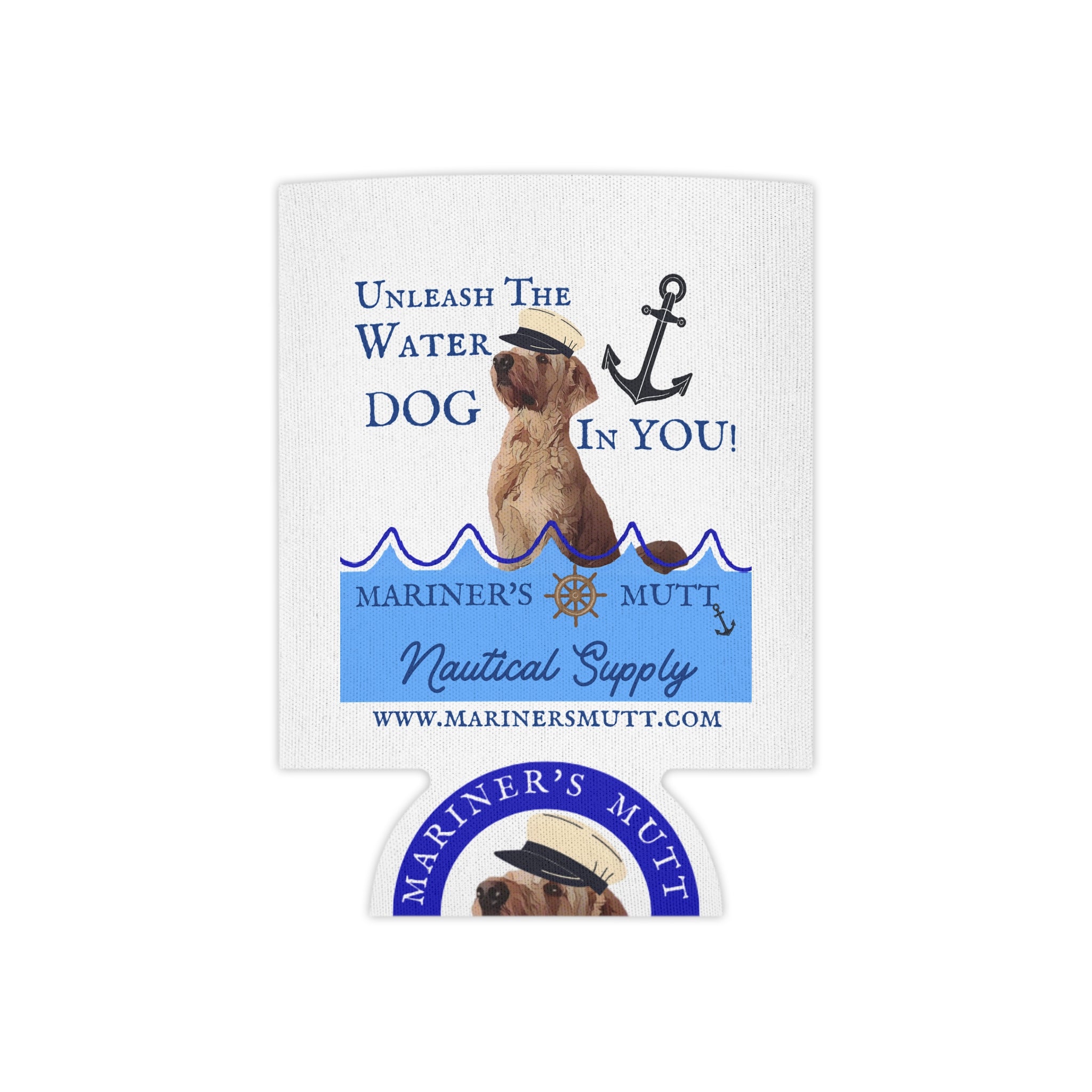 Nautical Dog Can Cooler - Unleash the Water Dog in You! Perfect for Summer Parties, Beach Days, Dog Lovers, and Nautical Theme Events