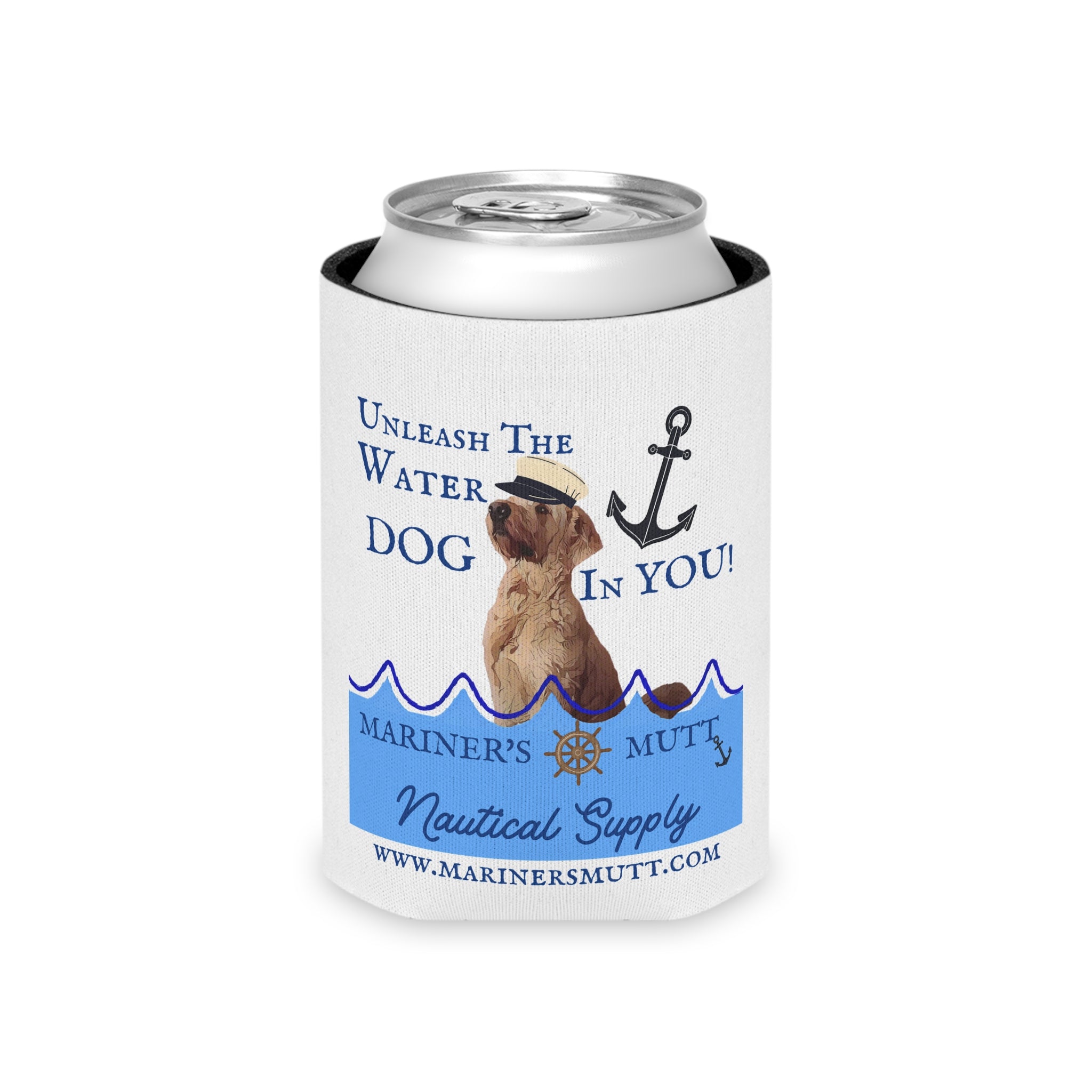 Nautical Dog Can Cooler - Unleash the Water Dog in You! Perfect for Summer Parties, Beach Days, Dog Lovers, and Nautical Theme Events