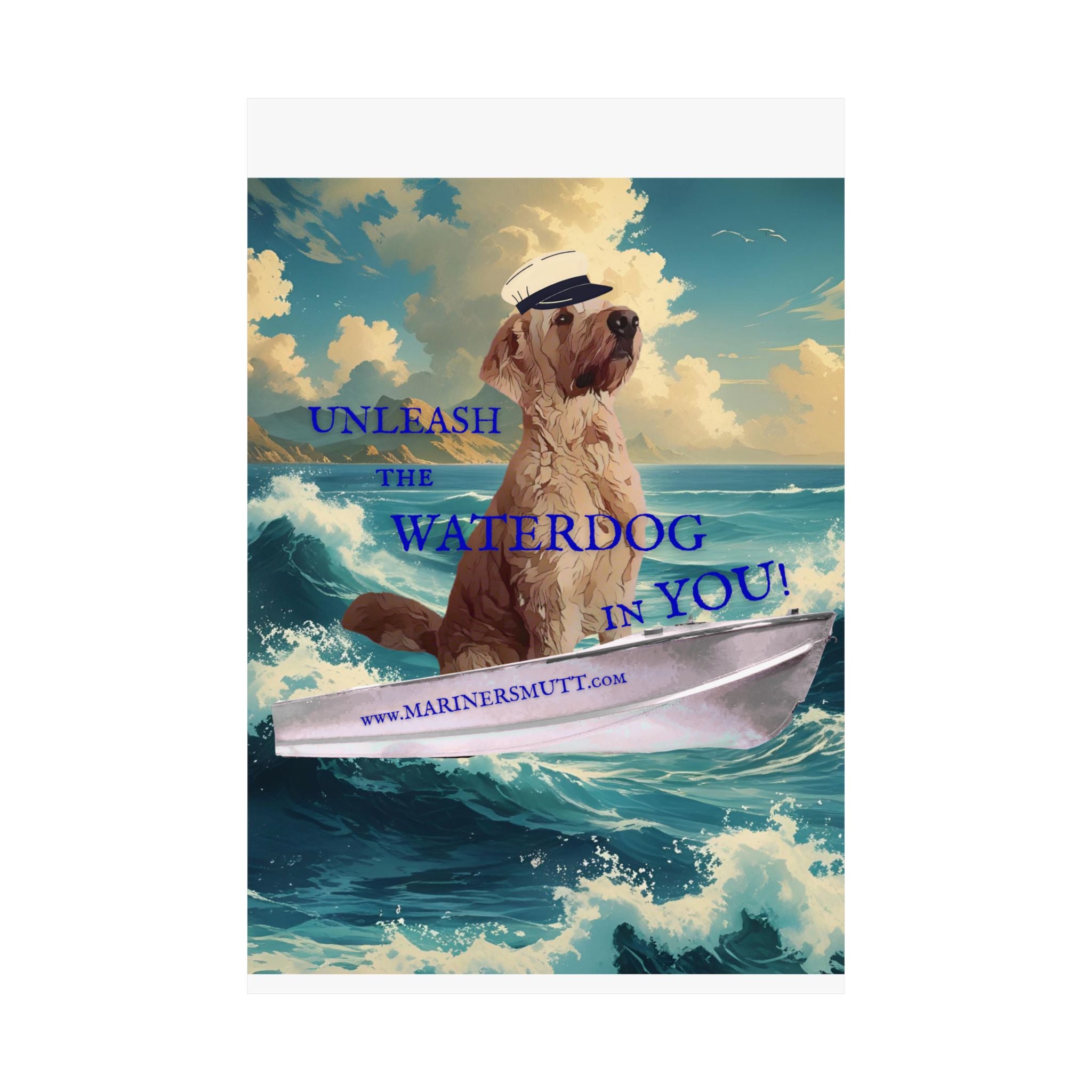 Nautical Dog Poster, Unleash the Waterdog in You! Decor, Pet Lover Gift, Maritime Art, Home Wall Decor