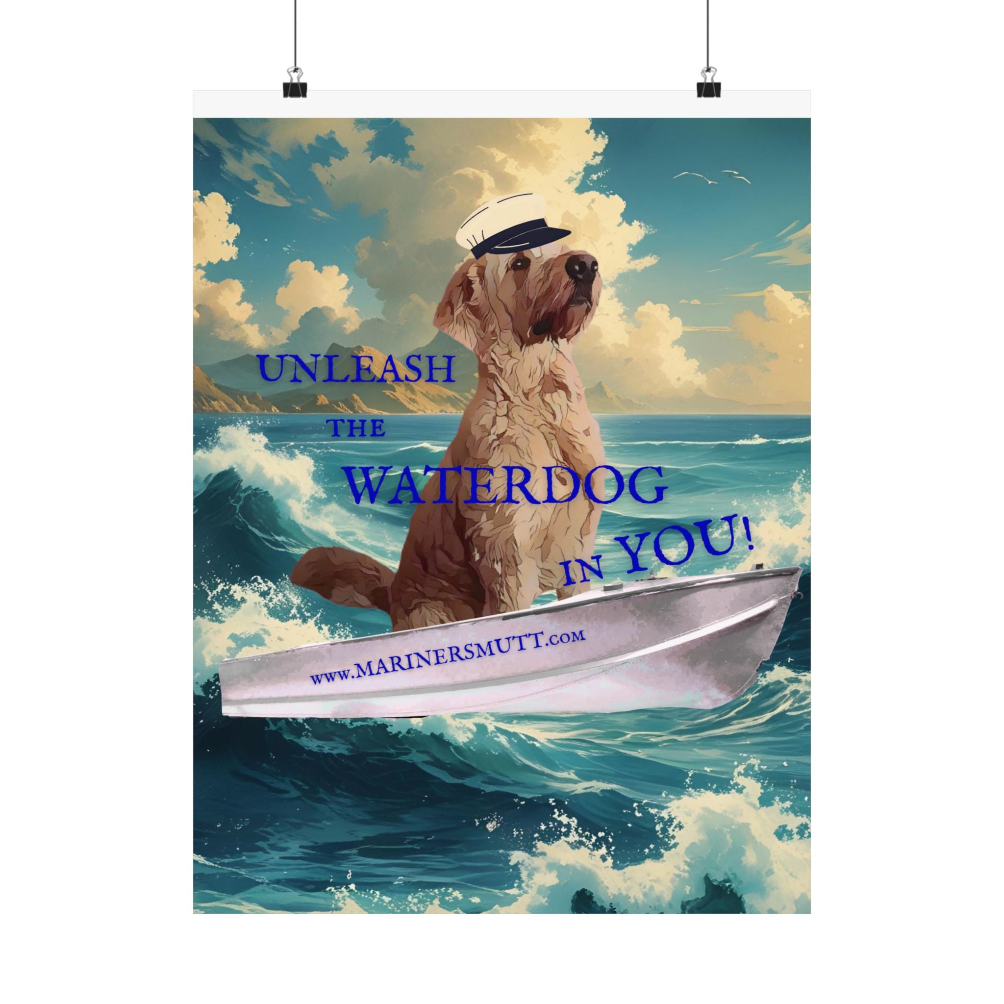Nautical Dog Poster, Unleash the Waterdog in You! Decor, Pet Lover Gift, Maritime Art, Home Wall Decor