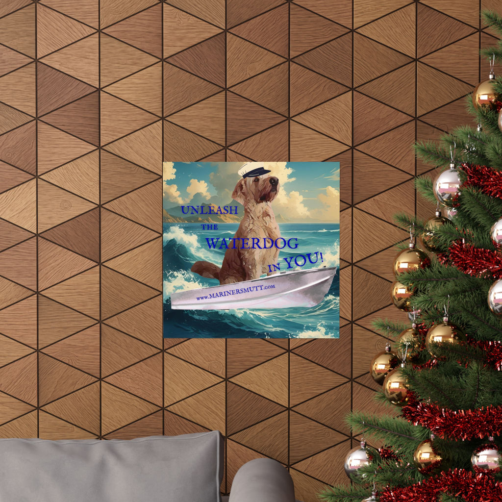 Nautical Dog Poster, Unleash the Waterdog in You! Decor, Pet Lover Gift, Maritime Art, Home Wall Decor