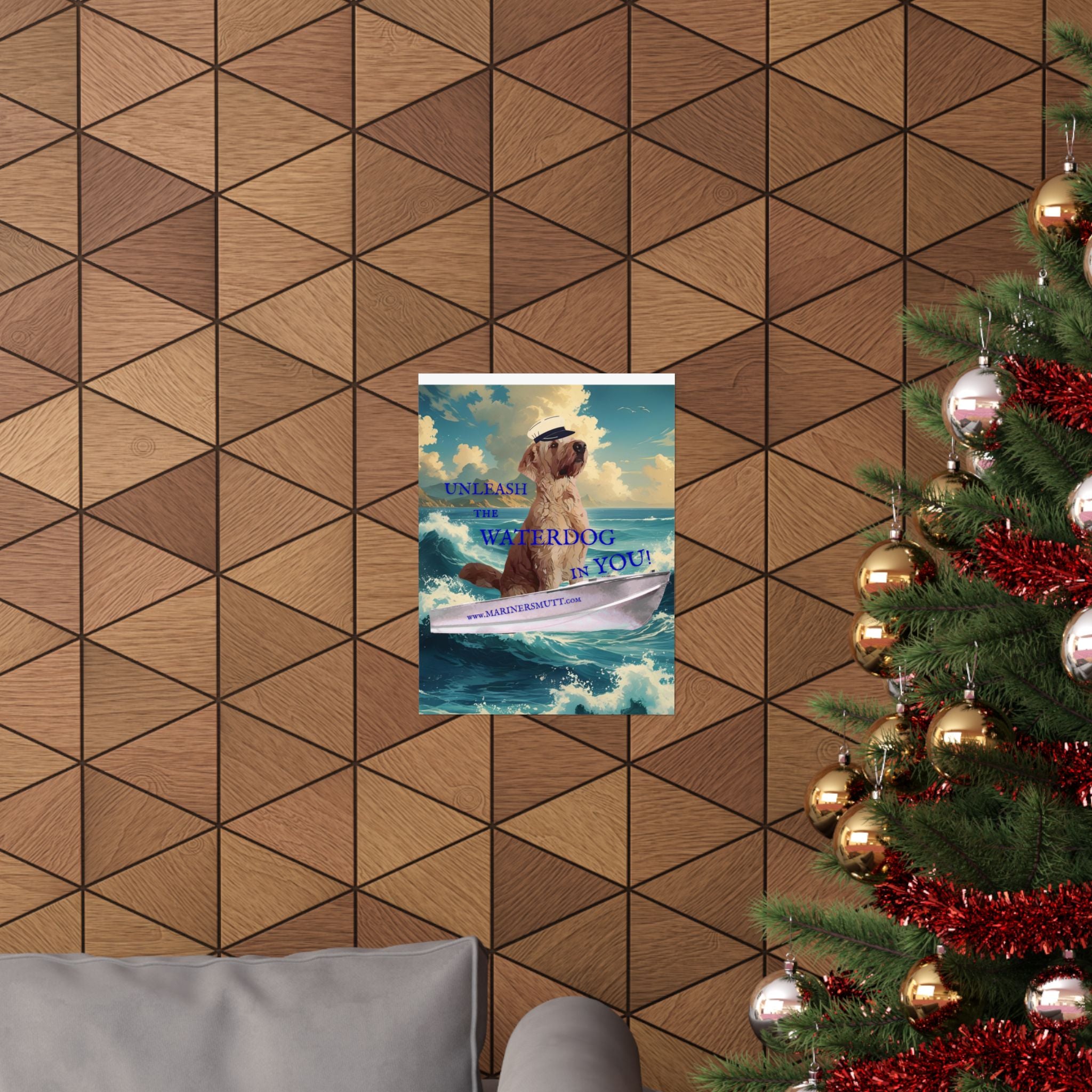 Nautical Dog Poster, Unleash the Waterdog in You! Decor, Pet Lover Gift, Maritime Art, Home Wall Decor