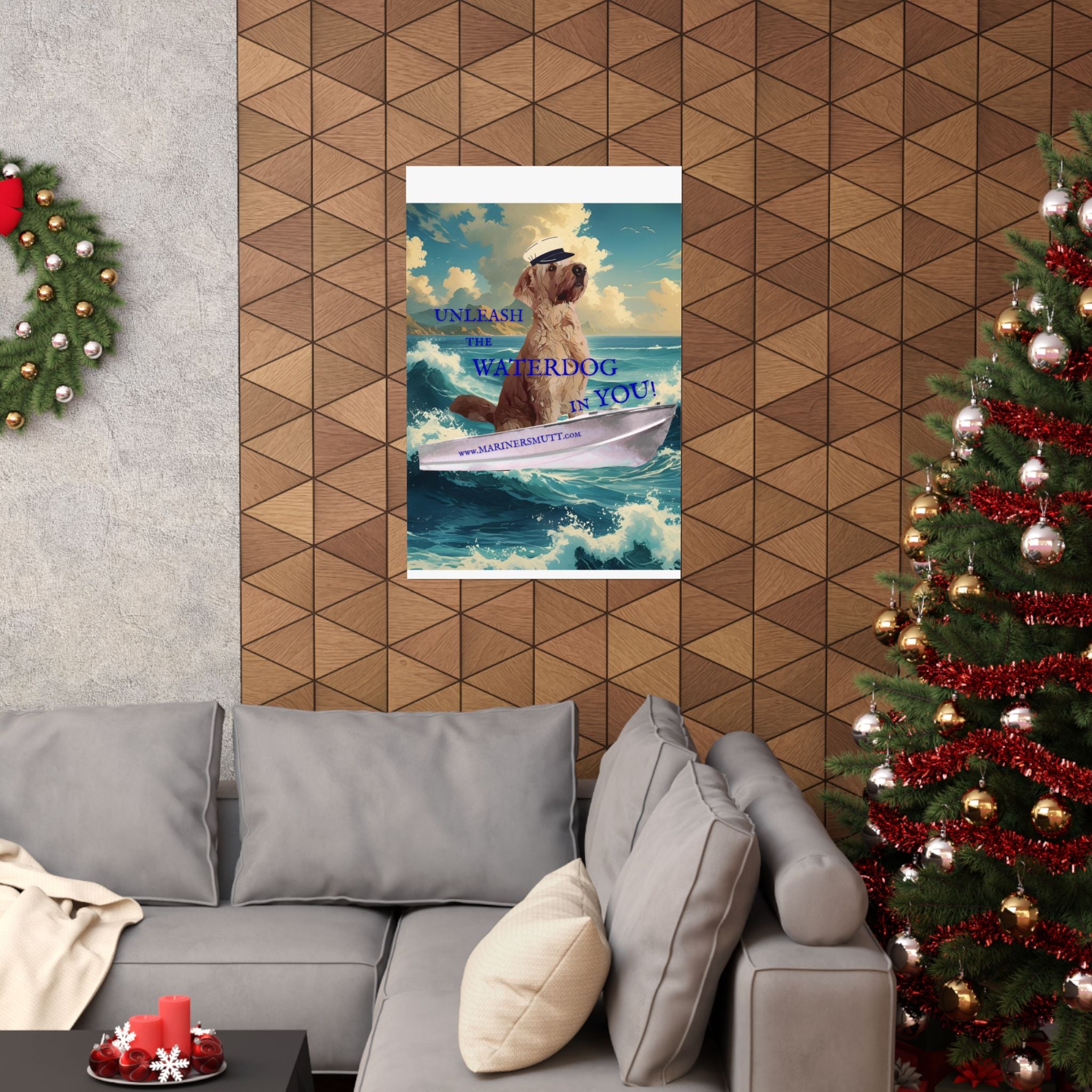 Nautical Dog Poster, Unleash the Waterdog in You! Decor, Pet Lover Gift, Maritime Art, Home Wall Decor