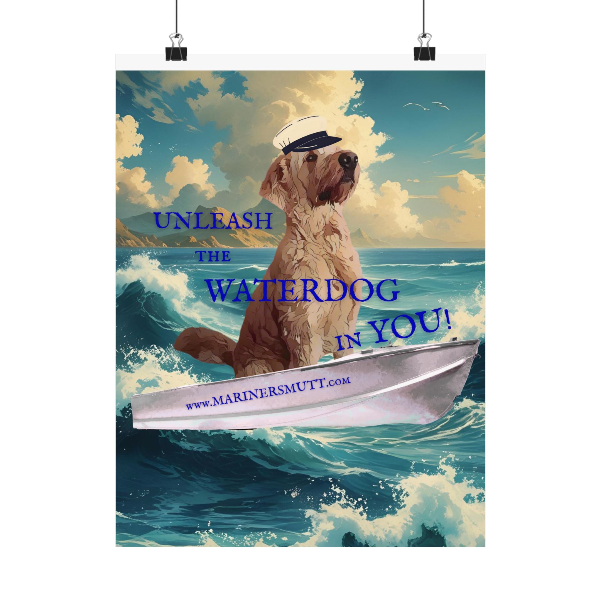 Nautical Dog Poster, Unleash the Waterdog in You! Decor, Pet Lover Gift, Maritime Art, Home Wall Decor