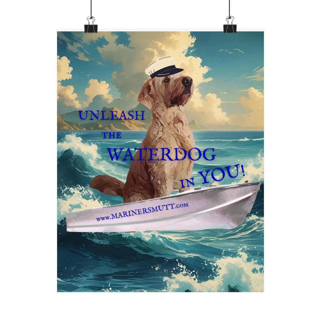 Nautical Dog Poster, Unleash the Waterdog in You! Decor, Pet Lover Gift, Maritime Art, Home Wall Decor