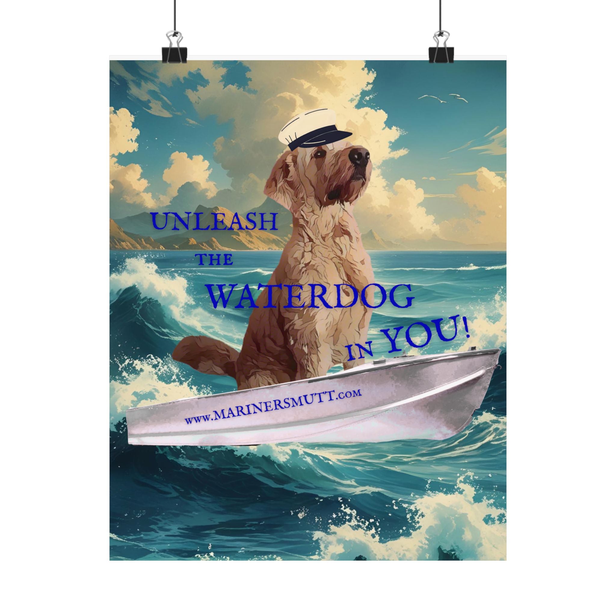 Nautical Dog Poster, Unleash the Waterdog in You! Decor, Pet Lover Gift, Maritime Art, Home Wall Decor