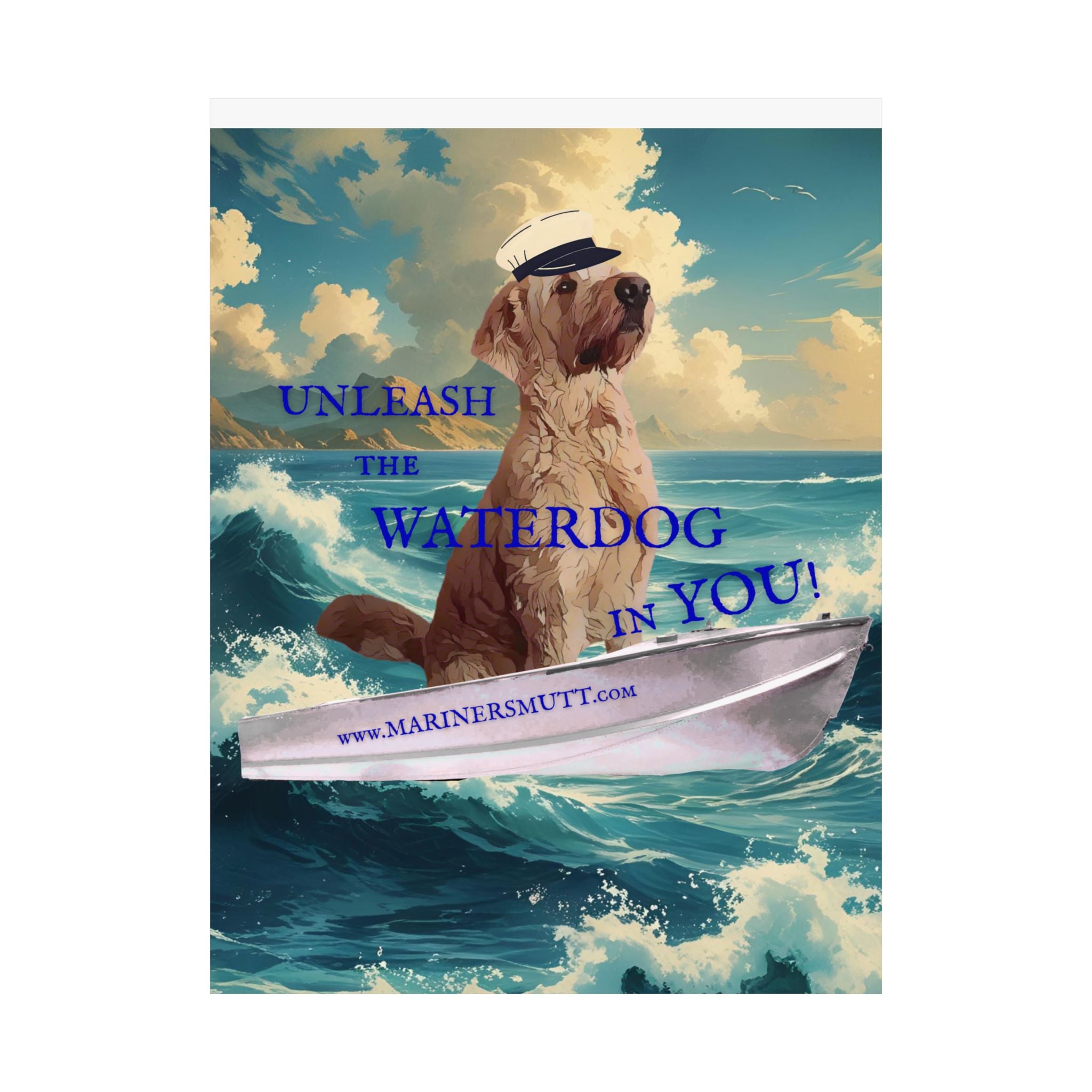 Nautical Dog Poster, Unleash the Waterdog in You! Decor, Pet Lover Gift, Maritime Art, Home Wall Decor