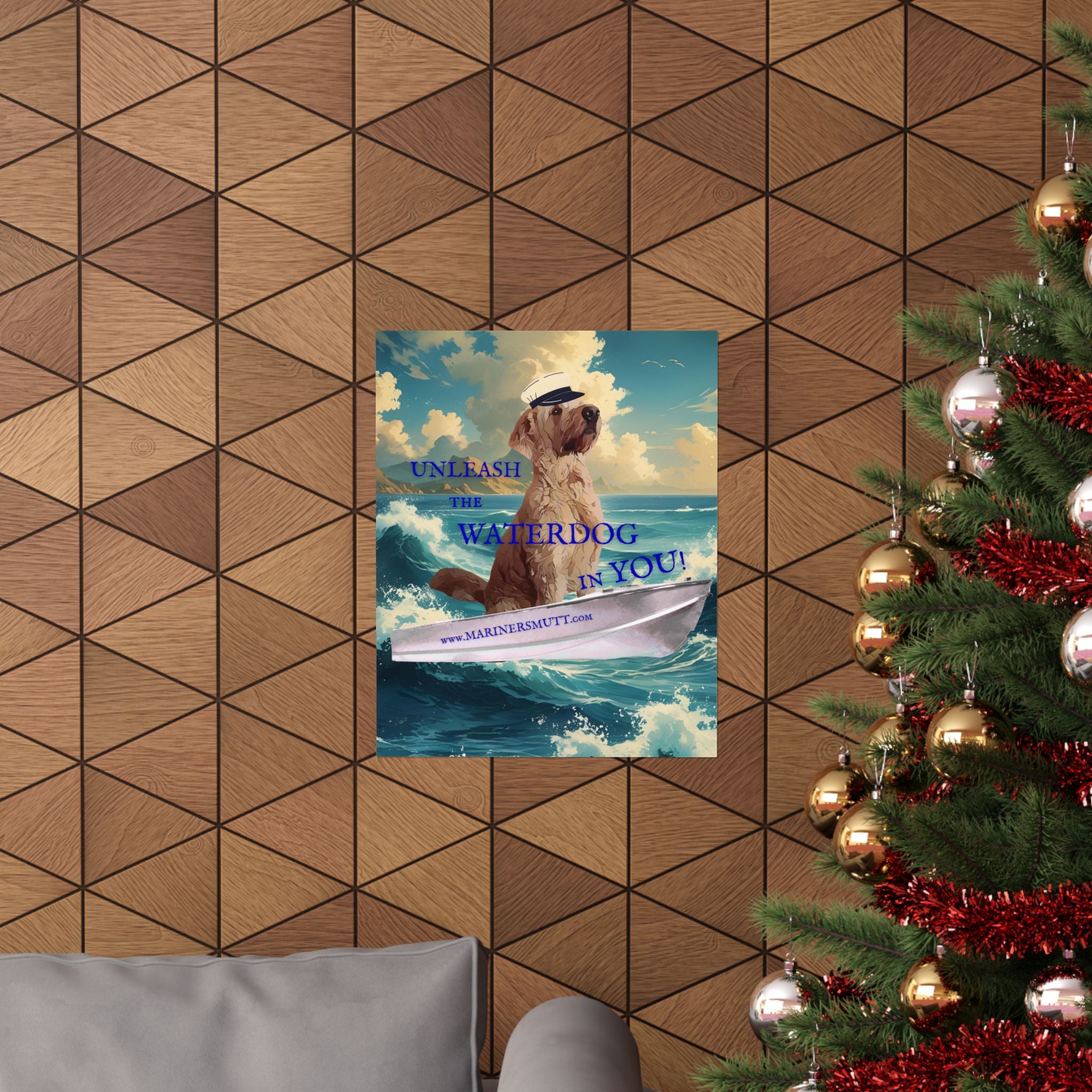 Nautical Dog Poster, Unleash the Waterdog in You! Decor, Pet Lover Gift, Maritime Art, Home Wall Decor