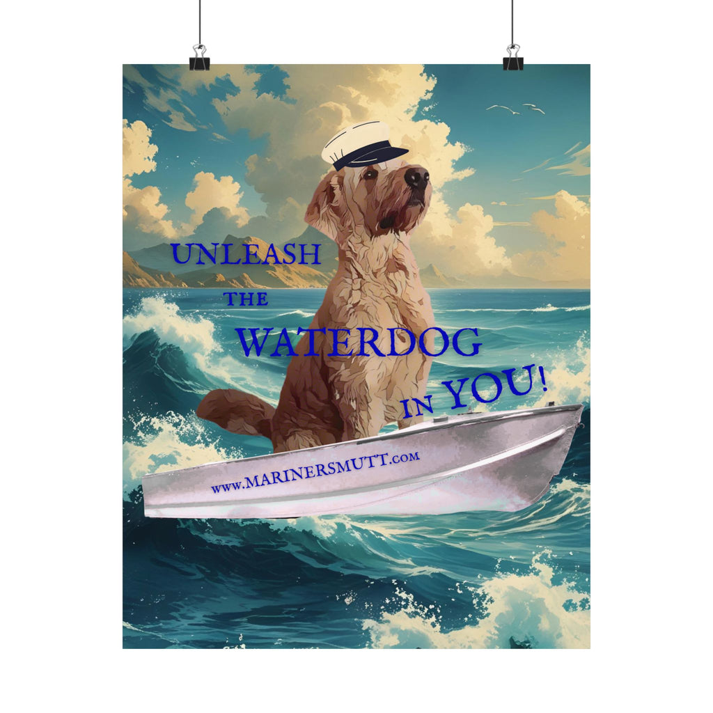 Nautical Dog Poster, Unleash the Waterdog in You! Decor, Pet Lover Gift, Maritime Art, Home Wall Decor