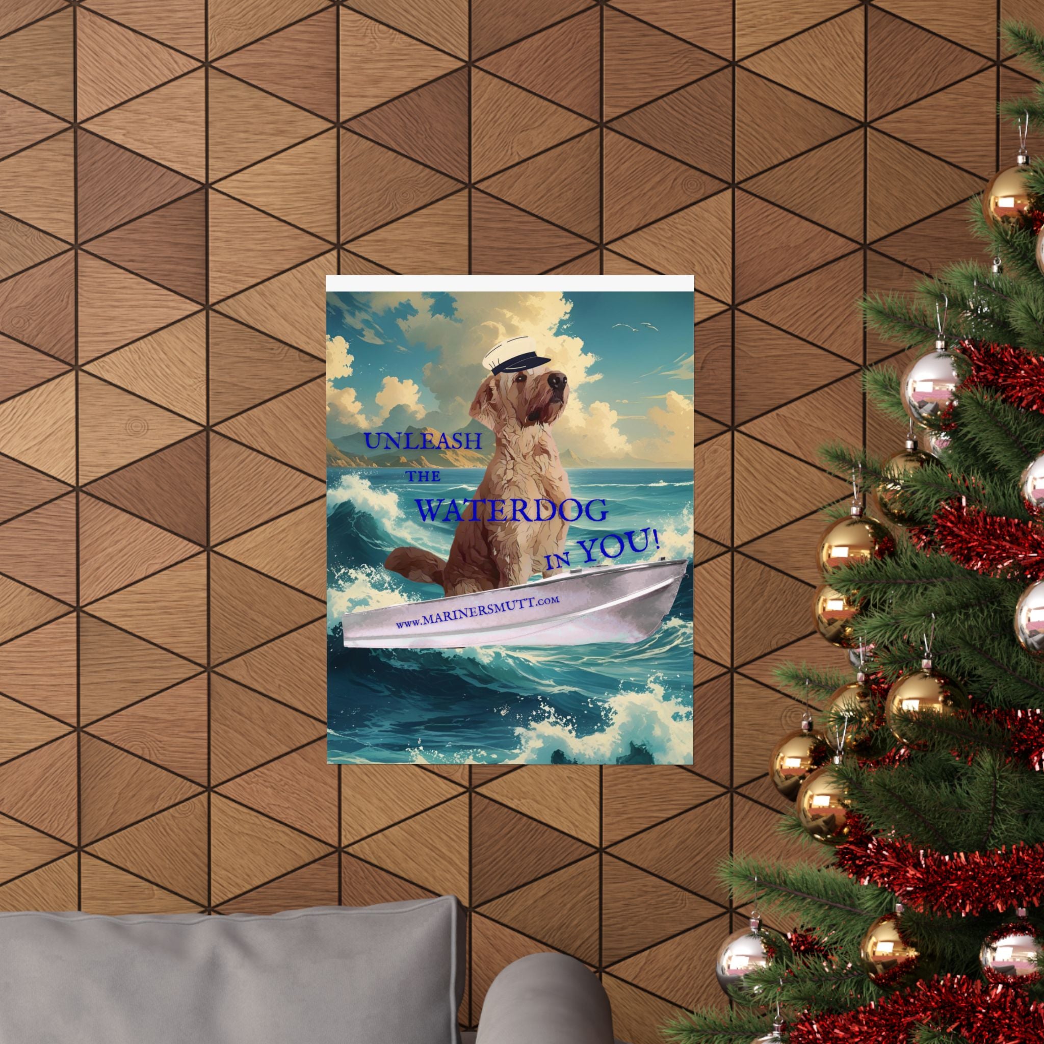 Nautical Dog Poster, Unleash the Waterdog in You! Decor, Pet Lover Gift, Maritime Art, Home Wall Decor