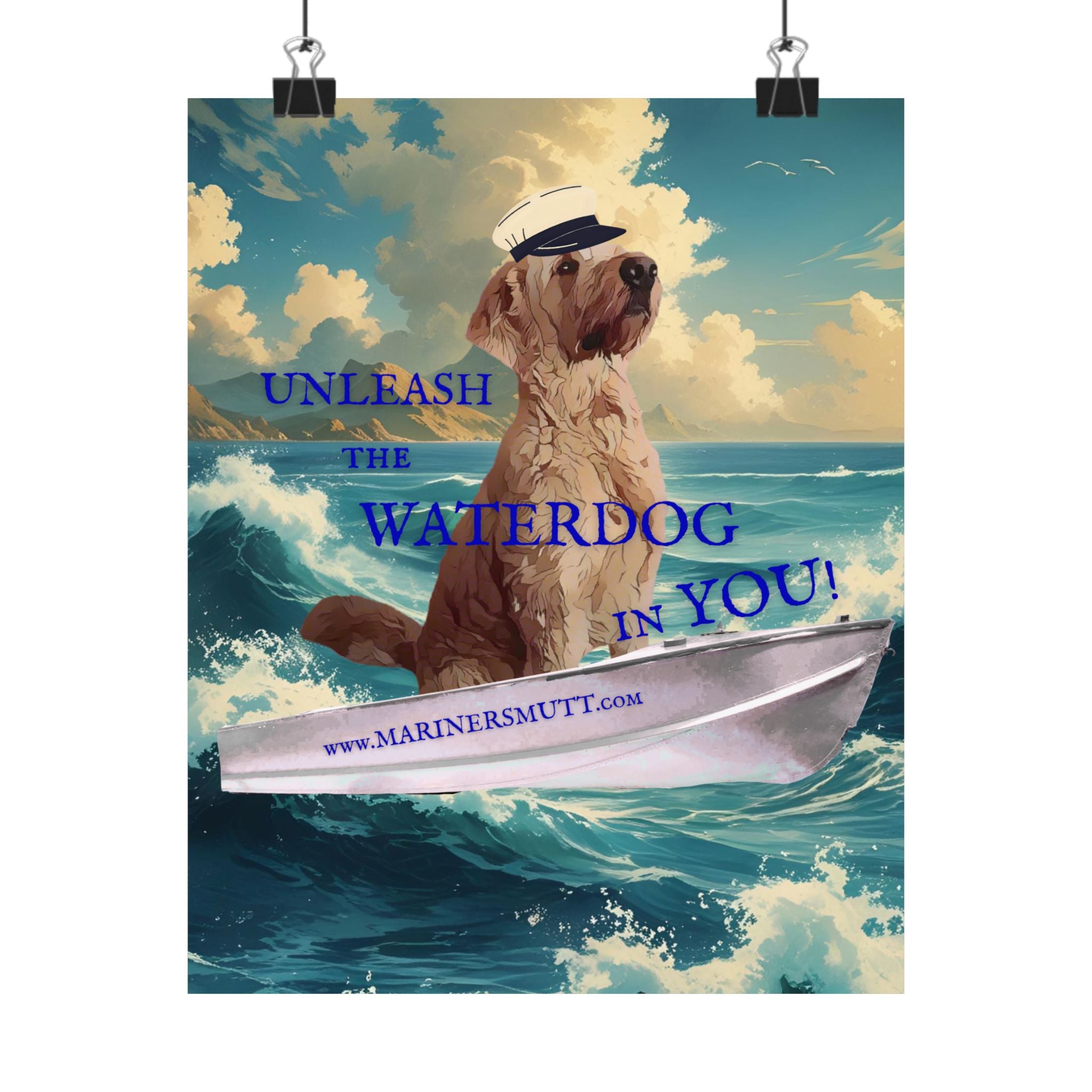Nautical Dog Poster, Unleash the Waterdog in You! Decor, Pet Lover Gift, Maritime Art, Home Wall Decor