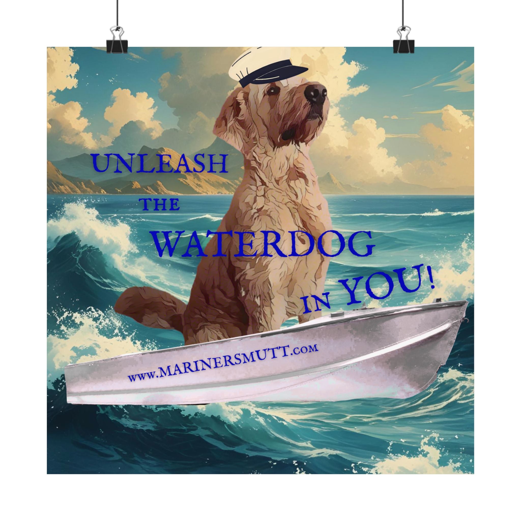 Nautical Dog Poster, Unleash the Waterdog in You! Decor, Pet Lover Gift, Maritime Art, Home Wall Decor