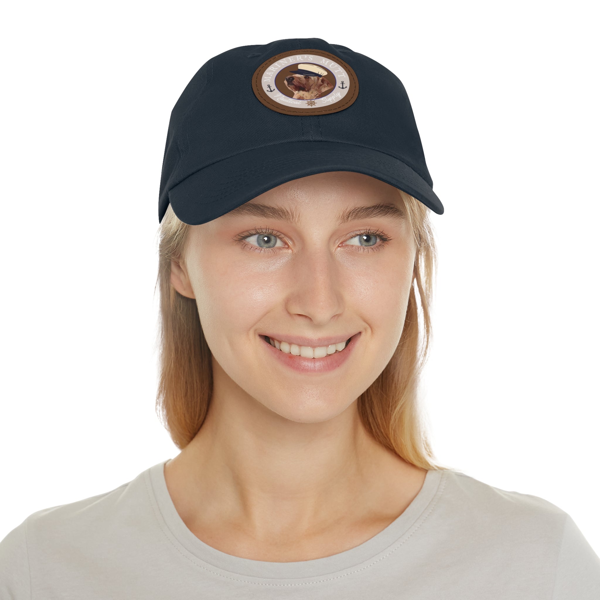 Mariner's Mutt Logo Dad Hat with Leather Patch (Round)