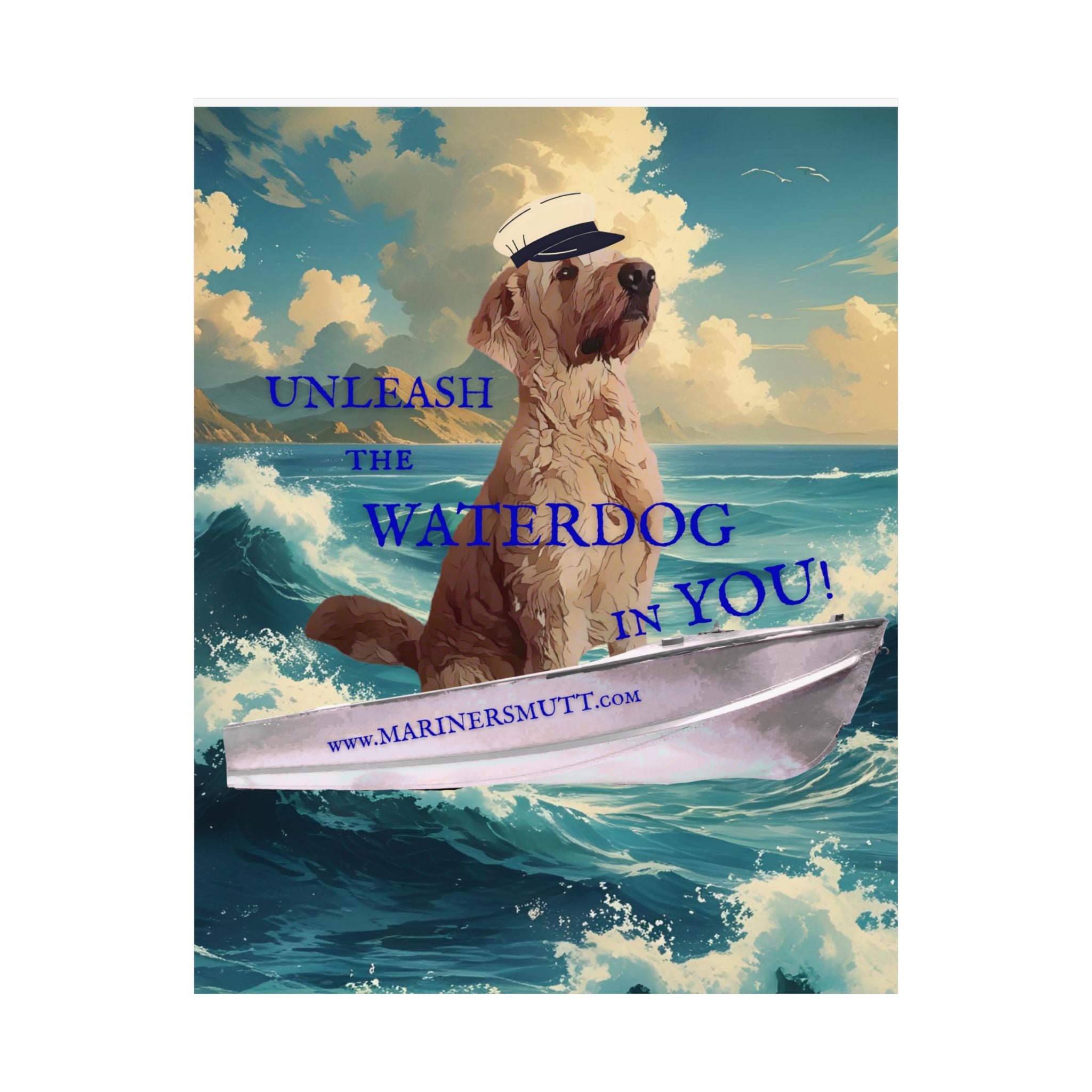 Nautical Dog Poster, Unleash the Waterdog in You! Decor, Pet Lover Gift, Maritime Art, Home Wall Decor
