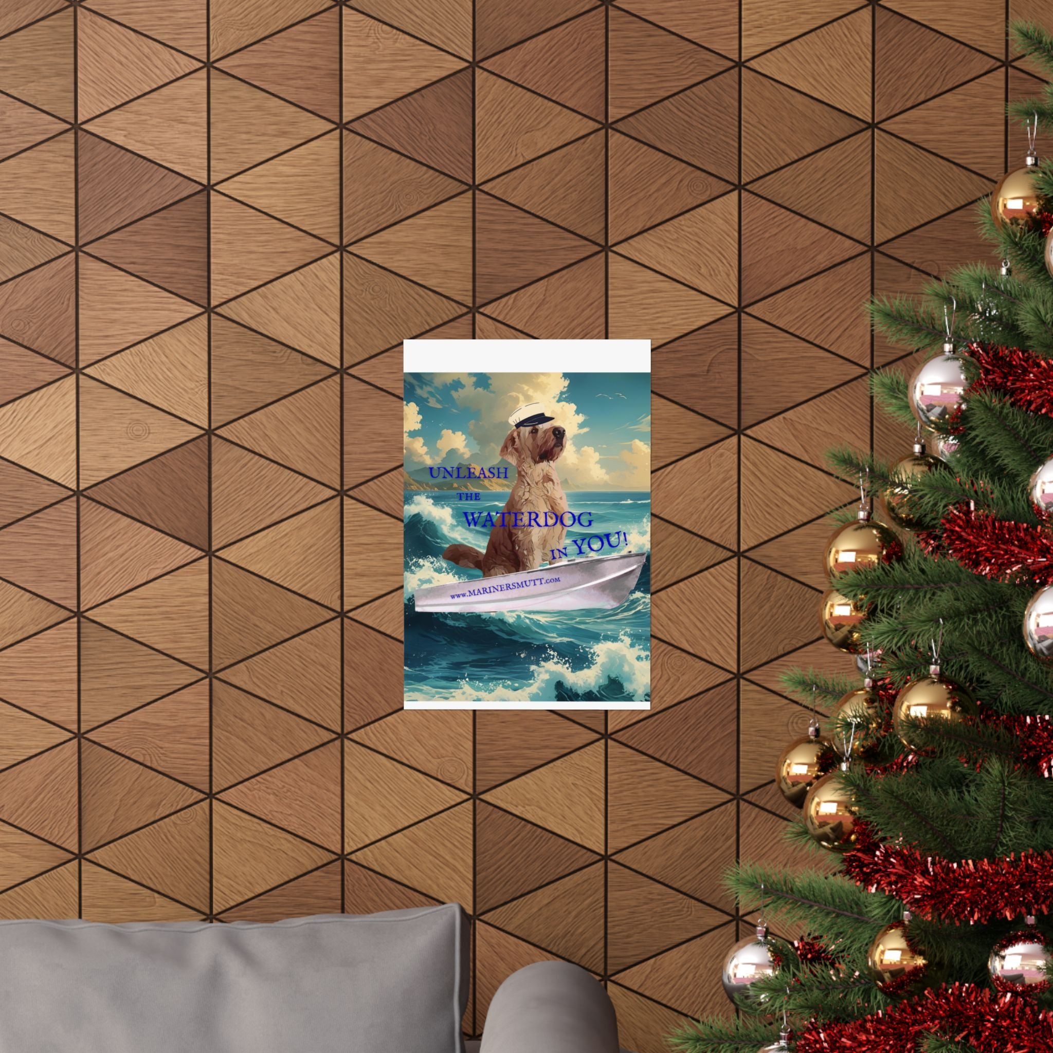 Nautical Dog Poster, Unleash the Waterdog in You! Decor, Pet Lover Gift, Maritime Art, Home Wall Decor