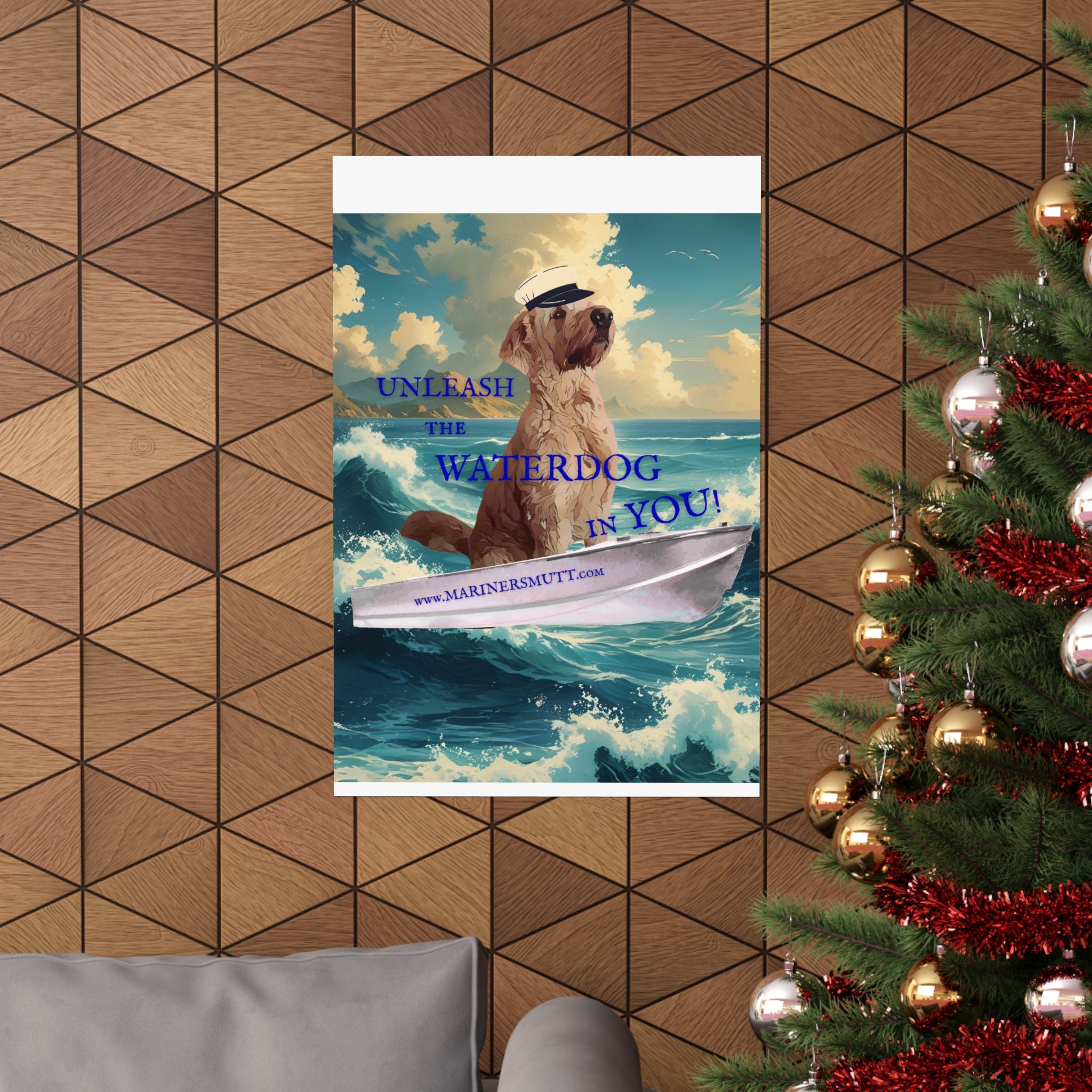 Nautical Dog Poster, Unleash the Waterdog in You! Decor, Pet Lover Gift, Maritime Art, Home Wall Decor